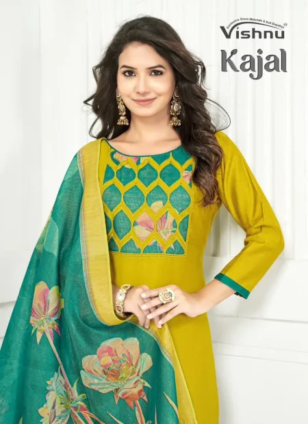 Kajal By Vishnu Vetican Silk Dress Material